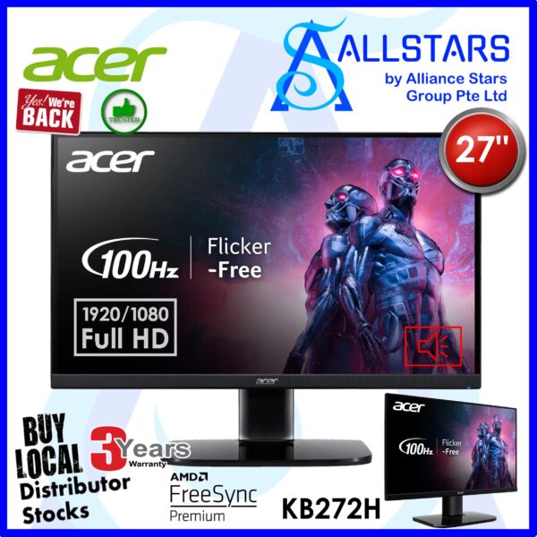 Acer KB272H 27 inch Full HD Monitor / 1920×1080 100Hz, FreeSync, HDMI+VGA