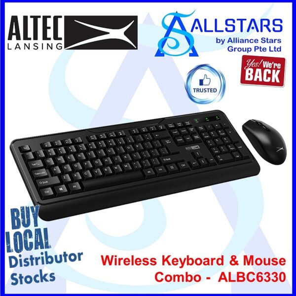 ALTEC LANSING ALBC6330 Wireless Combo Keyboard and Mouse set (2.4GHz Wireless / Silent Design (Warranty 1year)