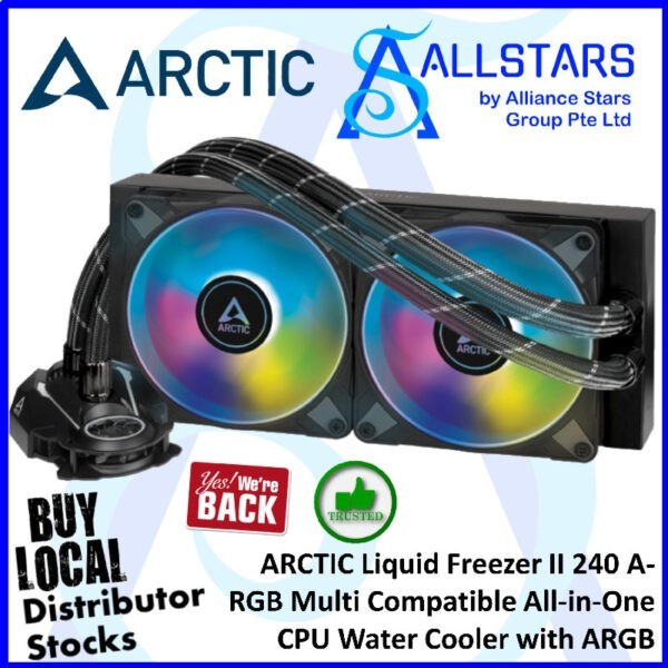 ARCTIC Liquid Freezer II 240 A-RGB Multi Compatible All-in-One CPU Water Cooler with ARGB / MX-5 Thermal Paste +LGA1700 Kit included –  ACFRE00093A (Warranty 6years with TechDynamic)