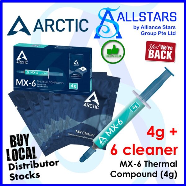 Arctic MX-6 4g Thermal Compound + 6x MX Cleaner Bundle Pack – ACTCP00084A