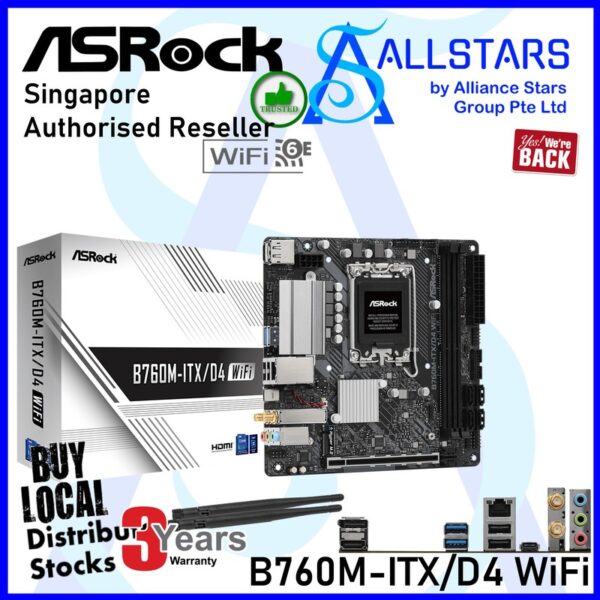 ASRock B760M-ITX/D4 WIFI Intel B760 LGA1700 Mainboard / ITX