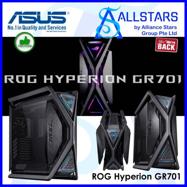 ASUS ROG Hyperion GR701 Black EATX Chassis with Tempered Glass – Black : GR701/BK/PWM FAN (Warranty 2 Years with Ban Leong)