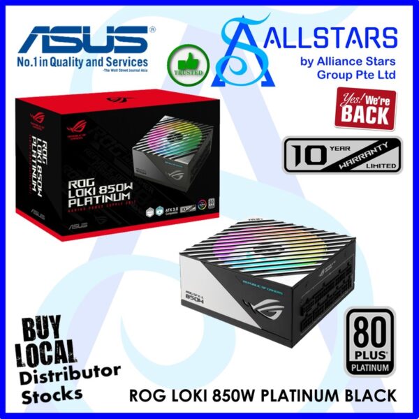 ASUS ROG LOKI SFX-L 850W Platinum Gaming Power Supply Unit / Fully Modular, ATX3.0, 80+Platinum – ROG-LOKI-850P-SFX-L-GAMING (Warranty 10years with BanLeong)