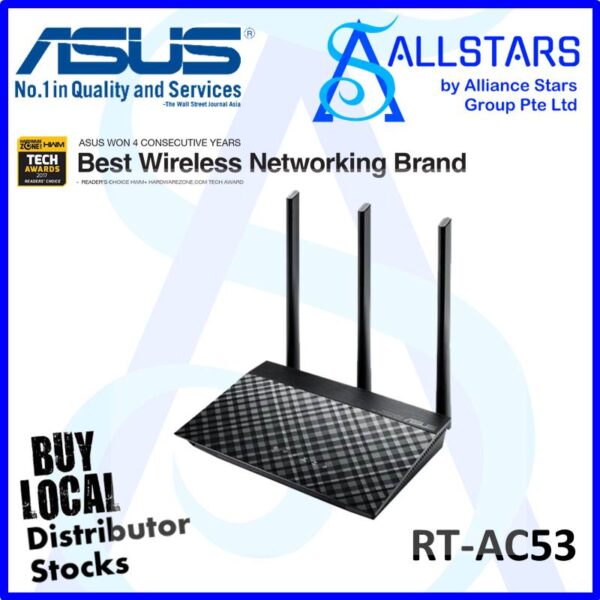 ASUS RT-AC53 WIRELESS-AC750 ROUTER-WRTY 3YRS W/AVERTEK