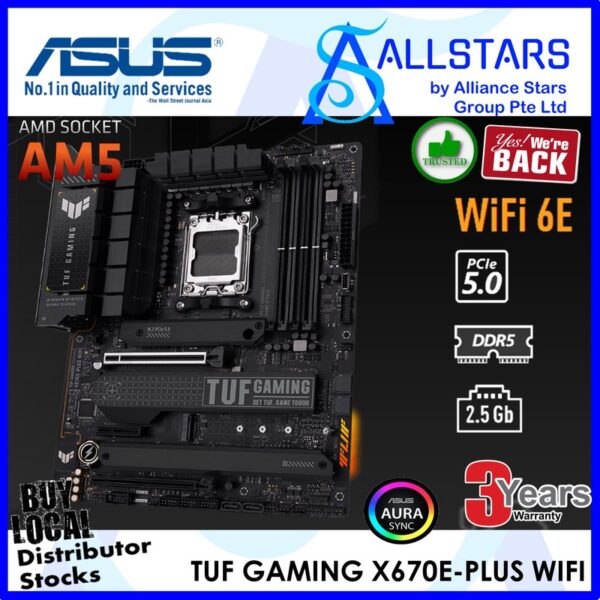 ASUS TUF X670E-Plus WIFI AMD AM5 Mainboard – TUF GAMING X670E-PLUS WIFI (Warranty 3years with Avertek)