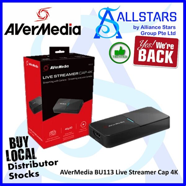 AverMedia BU113 Live Streamer Cap 4K (Streaming with Camera) (Warranty 1year with AVERTEK)