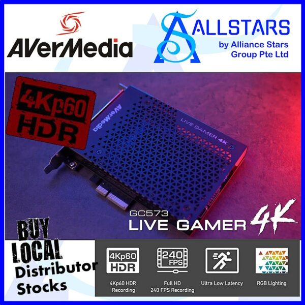 AVERMEDIA GC573 LIVE GAMER 4K GAME CAPTURE CARD (Warranty 1YR W/AVERTEK)