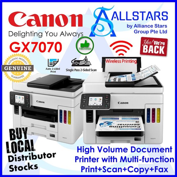 Canon MAXIFY GX5070 Wireless Ink Tank Business Printer for High Volume Document Printing (Warranty 2 years or 80,000 prints whichever is earlier / Printhead 12 months from date of purchased)