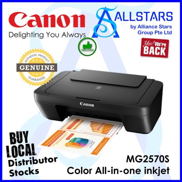 Canon PIXMA MG2570S All-in-one color inkjet printer (Warranty 2years Carry in to Canon Singapore)