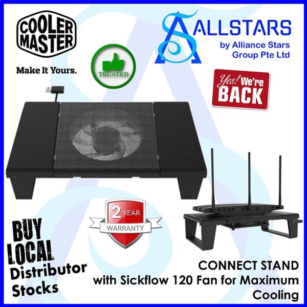 Cooler Master NotePal Connect Stand with SickleFlow 120 Fan for Maximum Cooling – MNX-SSRK-12NFK-R1 (Warranty 2years with BanLeong)