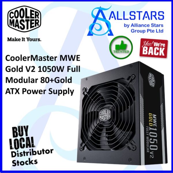 Cooler Master MWE Gold V2 1050W ATX3.0 / PCIE5.0 12VHPWR Full Modular 80+Gold ATX Power Supply – MPE-A501-AFCAG-3UK