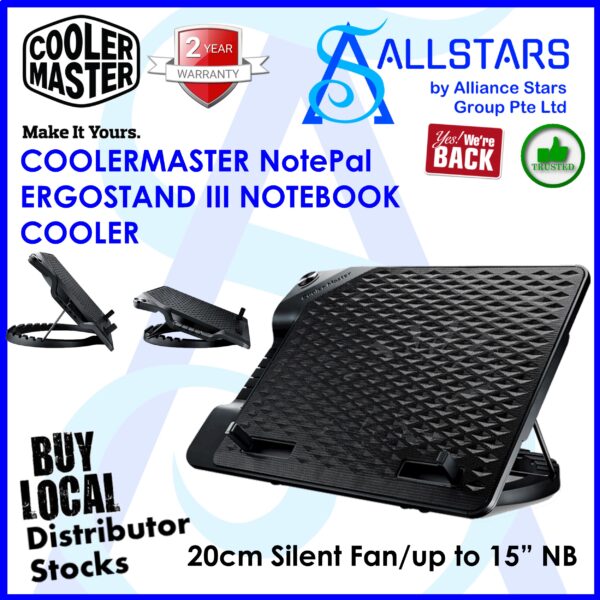 Cooler Master NotePal ERGOSTAND III NOTEBOOK COOLER – R9-NBS-E32K-GP (WRTY 2YRS W/BANLEONG)