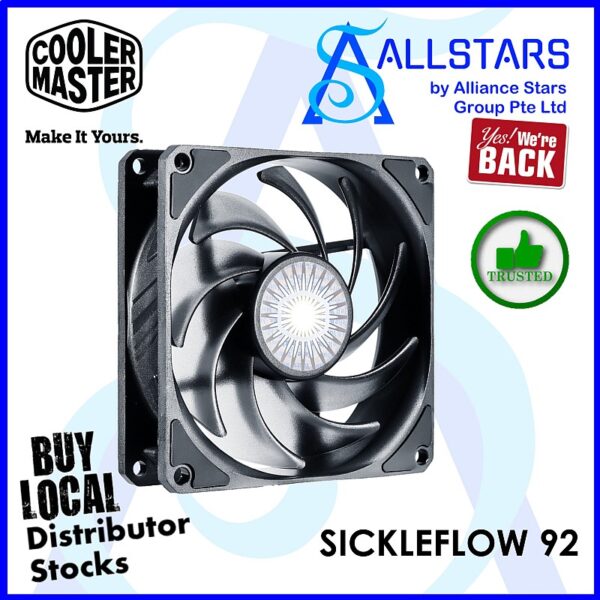 Cooler Master SickleFlow 92 PWM Non-LED 120mm Fan / 650-2300rpm, 40CFM – MFX-B9NN-23NPK-R1 (Warranty 2years with BanLeong)