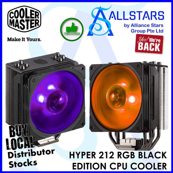 Cooler Master HYPER 212 RGB Black Edition CPU Cooler – Black : RR-212S-20PC-R1 (Warranty 2YRS W/BANLEONG)