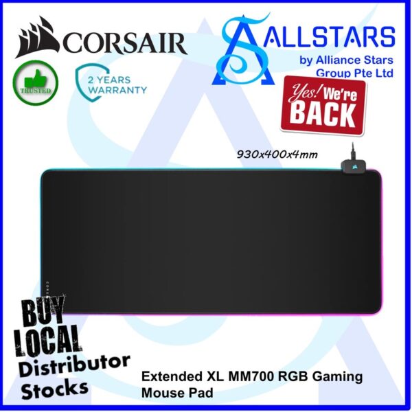 CORSAIR MM700 RGB Extended Cloth Gaming Mouse Pad / Extended XL 930 x 400 x 4mm – CH-9417070-WW