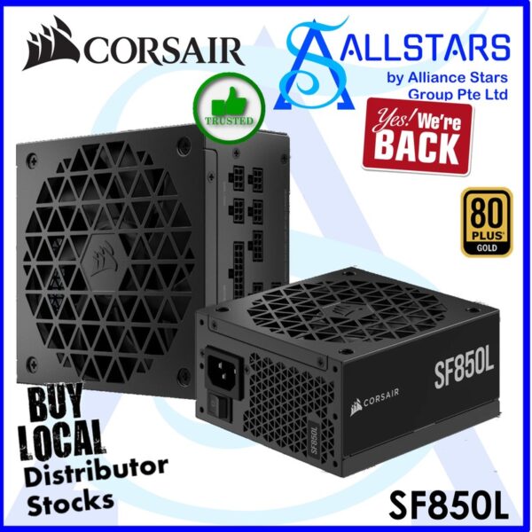 CORSAIR SF-L Series SF850L Low Noise 850W SFX Power Supply / ATX3.0 / Gen5 compliant / Full Modular 80+GOLD – CP-9020245-UK