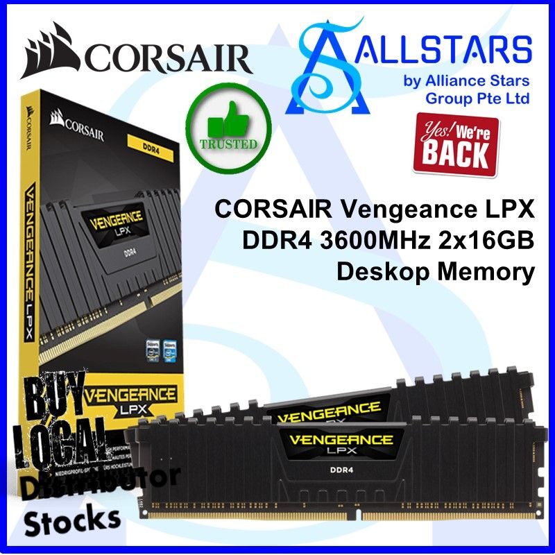 Corsair Vengeance LPX 32GB (2 X 16GB) DDR4 3600MHz Ram Memory  CMK32GX4M2D3600C18