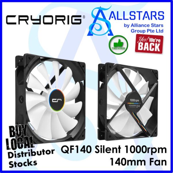 CRYORIG QF140 Silent 1000rpm 140mm Chassis Fan (Local Warranty 1year with Corbell)