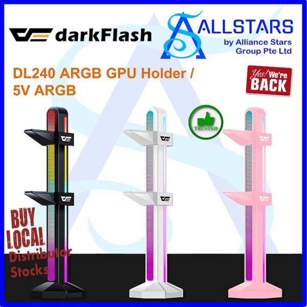 DarkFlash DL240 – Black – ARGB GPU Holder / 5V ARGB (Warranty 1year with TechDynamic)