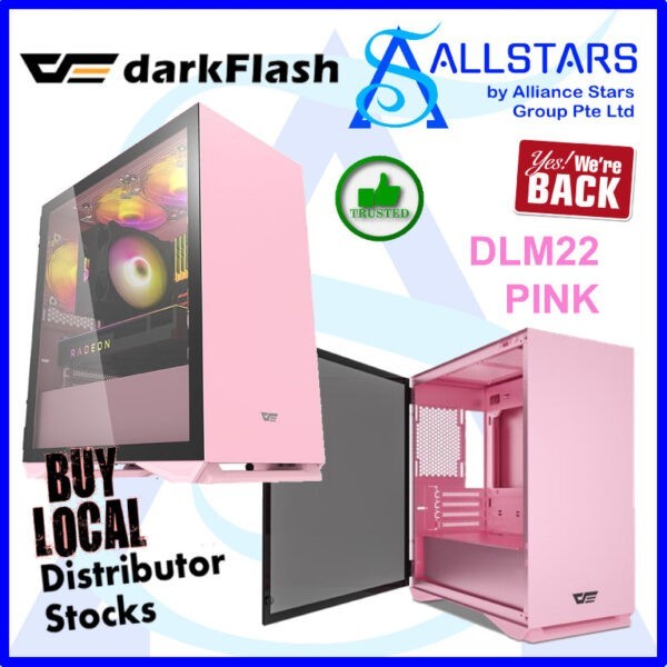 DarkFlash DLM22 – Pink Version – MATX Chassis – Pink : DLM22P (Warranty 1year with TechDynamic)