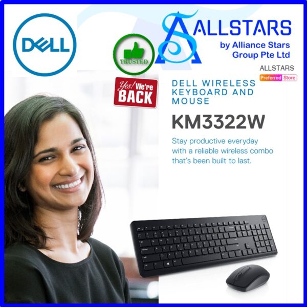Dell KM3322W Wireless Keyboard and Mouse – KM3322WRUS (580-AKDM) (Warranty 1year)
