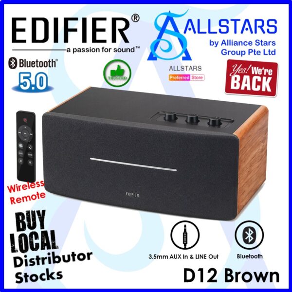 Edifier D12 2.1 Stereo Bluetooth Speaker (Brown) with remote control (Warranty 2years with BanLeong)