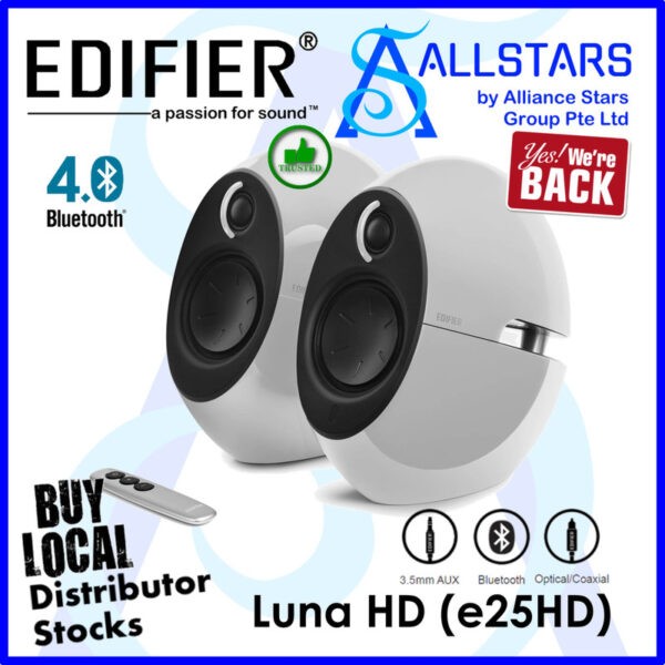 EDIFIER White E25HD LUNA HD 2.0 Bluetooth Speaker (Warranty 2years with BanLeong)