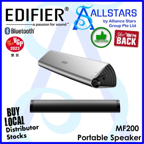 EDIFIER MF200 Silver Portable Bluetooth Speaker / Tabletop Bluetooth Speaker