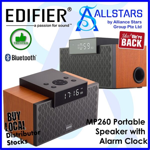 Edifier MP260 (Brown) Portable Bluetooth Speaker / FM Tuner / Alarm Clock / 40W / microSD+USB MP3 playback (Warranty 2years with BanLeong)