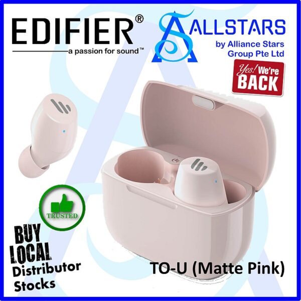 Edifier To-U (TWS1) (Matte Pink) True Wireless Earphones / Bluetooth V5.0 / Qualcomm aptX – TO-U (TWS1) (Warranty 2years with BanLeong)