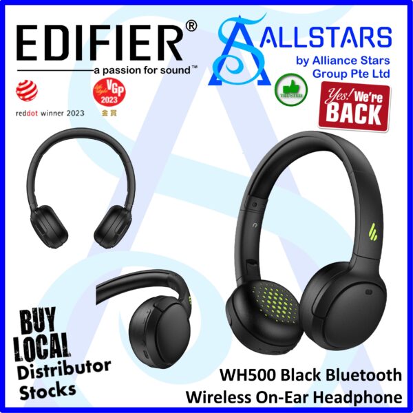 Edifier WH500 Bluetooth Wireless On-Ear Headphone – Black