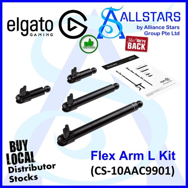 Elgato Multi Mount Accessory : Flex Arm L Kit / Flex Arm Kit  / Long Pole 24cm  / Medium Pole 17cm / Short Poles 8cm x2 – CS-10AAC9901