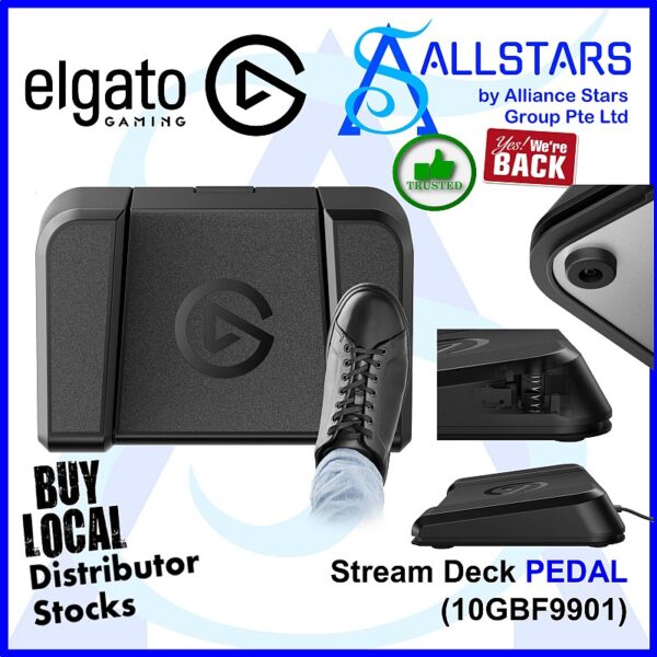 Elgato Stream Deck Pedal – Streamline Your Setup / Three pedals poised to launch unlimited actions – 10GBF9901 (Warranty 1year with Local Distributor Convergent)