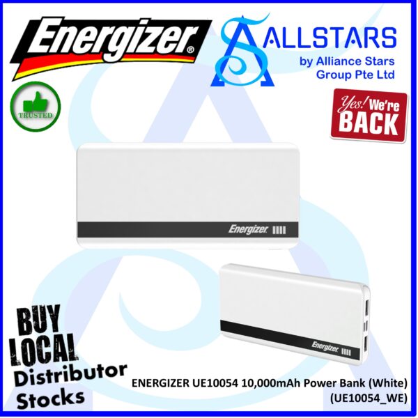 ENERGIZER UE10054 10,000mAh Power Bank (White) / MAX Power Bank – White : UE10054_WE