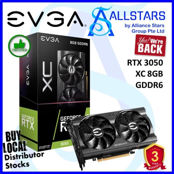 EVGA Geforce RTX 3050 XC Gaming 8GB PCI-Express Gaming Graphics Card – 08G-P5-3553-KR (Warranty 3years with TechDynamic)