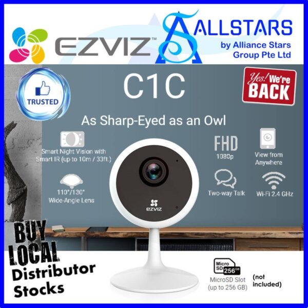 EZVIZ C1C / CS-C1C / C1C-B Smart Home Camera / Full HD / 1080P IPCAM / IP Camera (Warranty 1year with Spectra)
