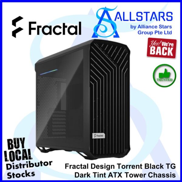 Fractal Design Torrent Black TG Dark Tint ATX Tower Chassis – Black : FD-C-TOR1A-06 (Warranty with Convergent)