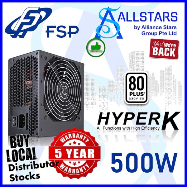 FSP 500W Hyper K ATX Power Supply (HP500S) (Local warranty 5years with TechDynamic)
