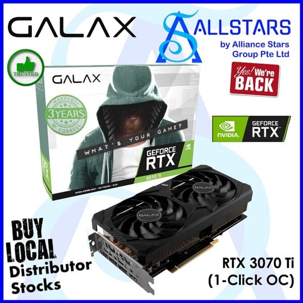 GALAX Geforce RTX 3070 Ti 1-Click OC 8GB / LHR PCI-Express x16 Gaming Graphics Card (Warranty 3years with Corbell)