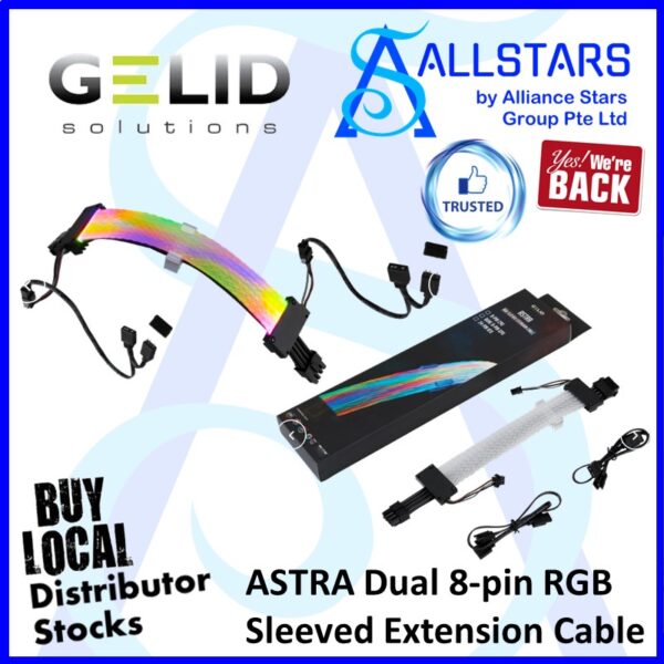 GELID ASTRA Dual 8-pin RGB Sleeved Extension Cable (CA-RGB-16P-01) (Warranty 1year)