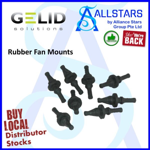 GELID Rubber Fan Mounts (Black) / Screw Replacement Vibration Dampeners – Black : RB-GR02-B