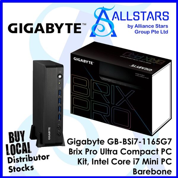 Gigabyte Brix Pro GB-BSi7-1165G7 Ultra Compact PC Kit, Intel Core i7 Mini PC Barebone / GBE LAN+2.5G LAN, WIFI6+BT – GB-BSi7-1165G7-BWUK (Warranty 3years with CDL)