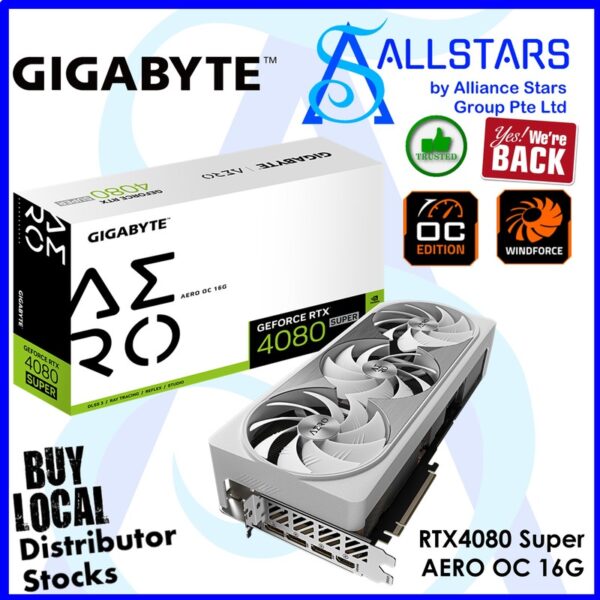Gigabyte Geforce RTX 4080 SUPER AERO OC 16GB PCI-Express x16 Gaming Graphics Card – GV-N408SAERO OC-16GD