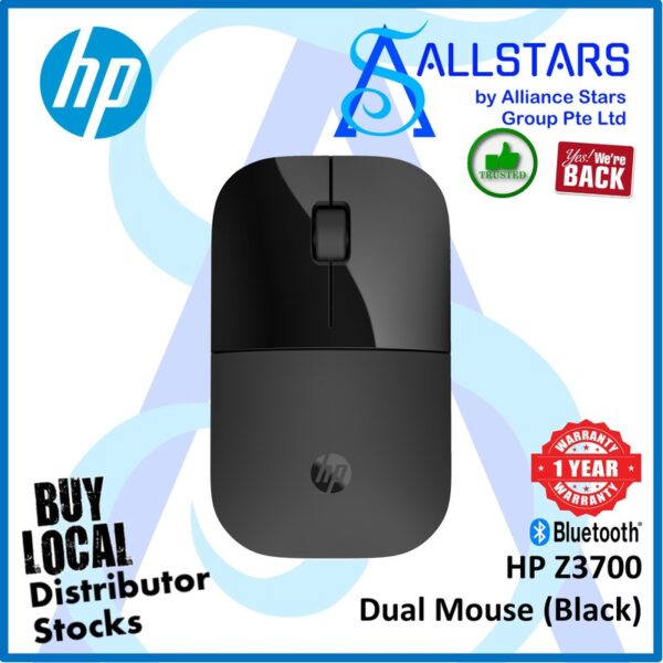 HP Z3700 Dual Mouse (Black) / Bluetooth or Wireless 2.4GHz, 1600dpi – Black : 758A8AA#UUF