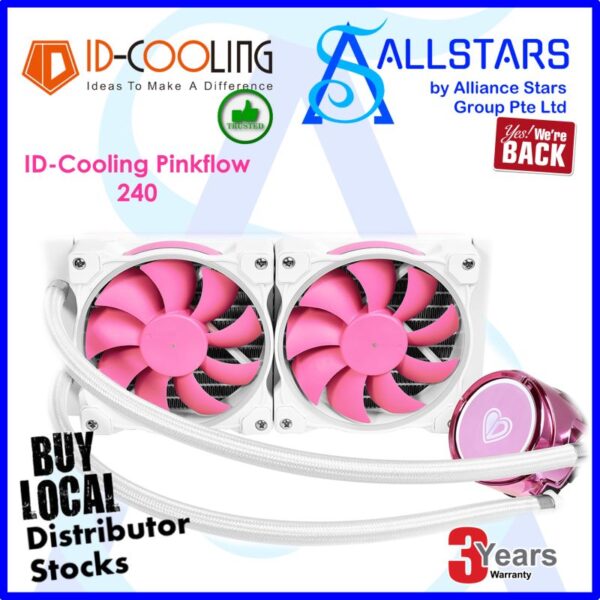 ID-Cooling PinkFlow 240 ARGB 240mm Liquid Cooler / Intel + AMD AM4 (Warranty with Local Distributor TechDynamic)