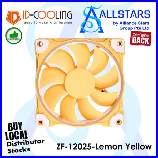 ID-Cooling ZF-12025-LY / 120mm Fan with White LED Ring – Lemon Yellow : ID-FAN-ZF-12025-LY (Warranty 3years with TechDynamic)