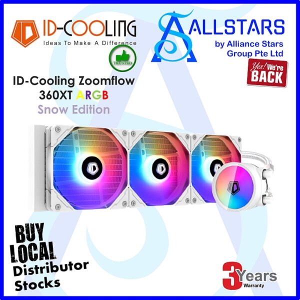 ID-Cooling ZoomFlow 360XT (Snow Edition) 360mm Liquid Cooler / Intel + AMD AM4 (Warranty 3years Local Distributor Techdynamic)