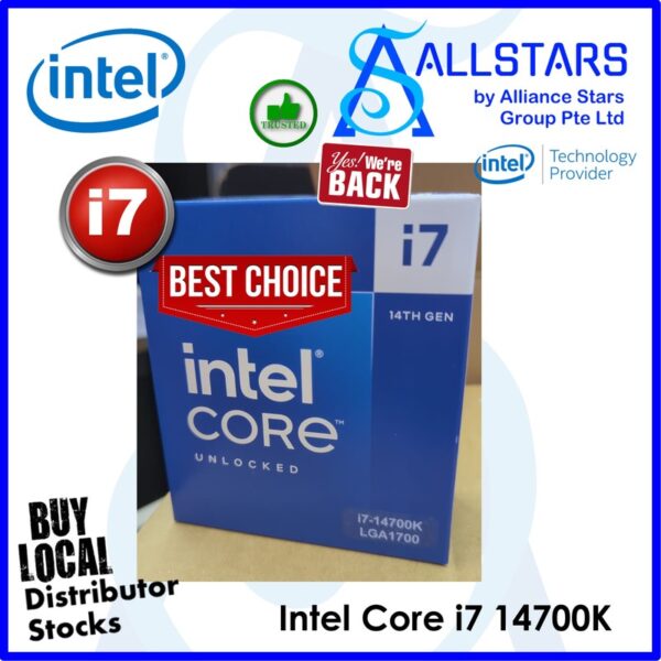 Intel Core i7 14700K 14Gen LGA1700 Box Processor (P-Core : 8, E-core : 12, P-Base-Clock : 3.4GHz, Cache : 33MB, No thermal solution)