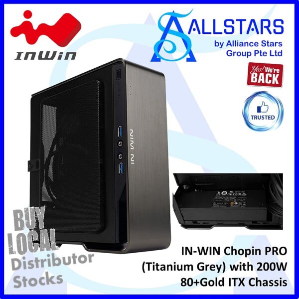 IN-WIN Chopin PRO (Titanium Grey) with 200W 80+Gold ITX Chassis – Titanium Grey : IW-CS-CHOPINGRE-PS200W (Warranty 1year with Avertek)