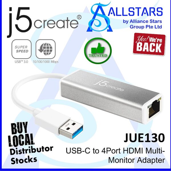 J5CREATE JUE130 USB3.0 GBE ETHERNET ADAPTER